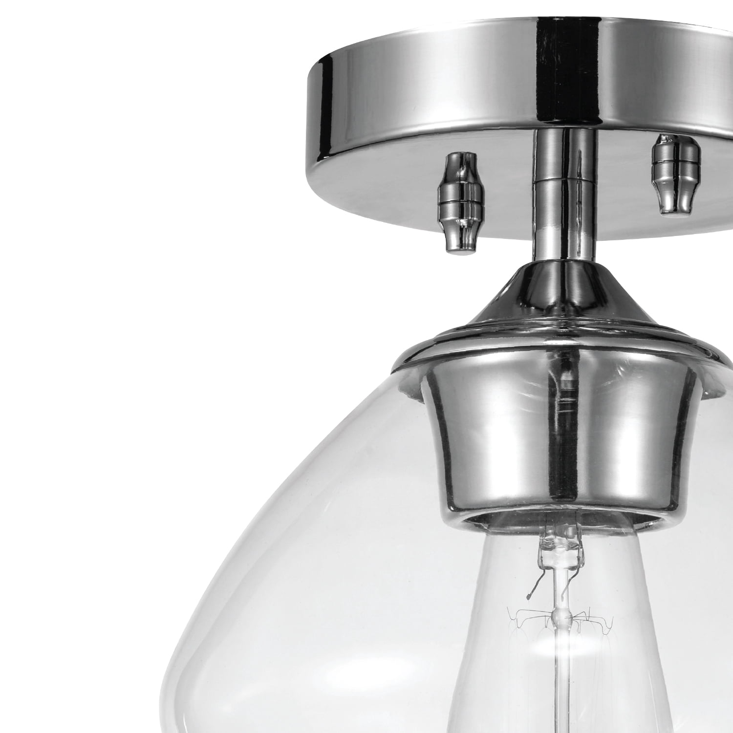 Globe Electric 1-Light Chrome Indoor Semi-Flush Mount Ceiling Light with Glass Shade