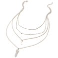 thumbnail image 1 of Collier multicouche Faux Crystal: Collier à chaîne de collier Pendentif lune perlée, 1 of 10