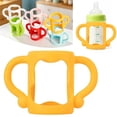 thumbnail image 2 of 1 Pack BPA-Free Soft Silicone Bottle Handles Compatible with Dr Brown Baby Bottles, Anti-Slip Easy Grip Helper Handles for Self-Feeding Toddlers(Orange), 2 of 9