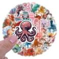thumbnail image 3 of 55 Pcs Octopus Ocean Creatures Cartoon Graffiti Stickers, High-Definition Printing Waterproof Reusable Durable Non-Marking Glue Decals, 5.5-8.5Cm Each Pre-Cut No Trimming Needed, 3 of 7