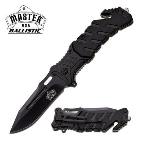 SPRING-ASSIST FOLDING POCKET KNIFE Black Rescue Serrated Blade Tactical EDC