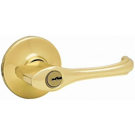 Dorian Entry Lever in Polished Brass, For use on exterior doors where keyed entry and security is needed By