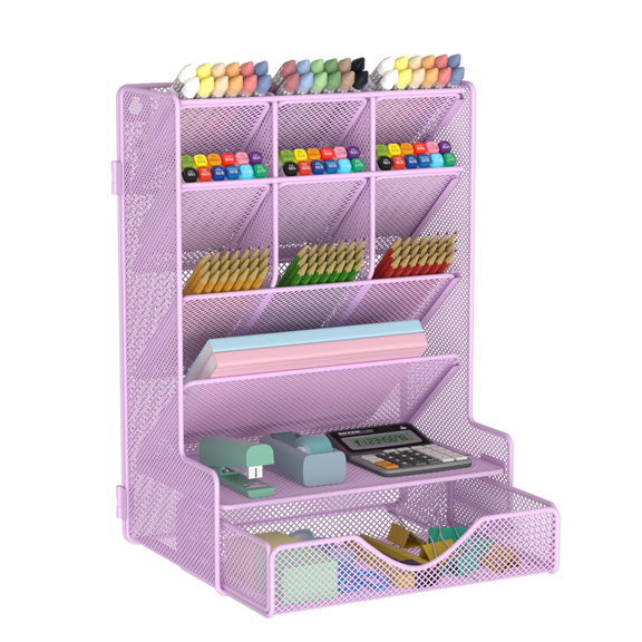 BOHDK Pen Organizer with Drawer for Desk, Purple