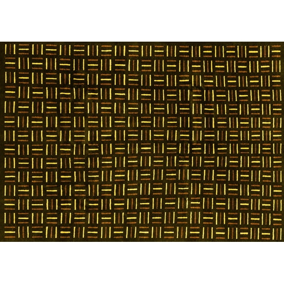 Ahgly Company Machine Washable Indoor Rectangle Oriental Yellow Modern Area Rugs, 6' x 9'