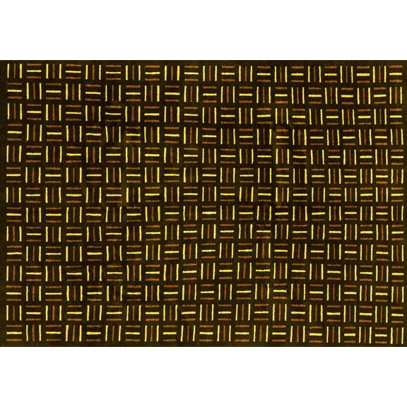 Ahgly Company Indoor Rectangle Oriental Yellow Modern Area Rugs, 4' x 6'