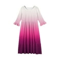 thumbnail image 5 of Abcomgle Girls Maxi Dresses 7-16 A-Line 3/4 Sleeve Maxi Dress Gradient Crew Neck Sundresses Beach Tiered Dresses with Pockets,9-10 Years Hot Pink, 5 of 6