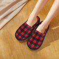 thumbnail image 5 of Slippers for Women/Men - Red Black Twill Stripe Plaid Soft Plush Warm Slip-on Slippers House Slippers Indoor House Shoes, 5 of 5
