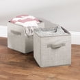 thumbnail image 3 of mDesign Small Fabric Closet Organizer Cube Bin with Front Handle, 8 Pack, Linen, 3 of 9