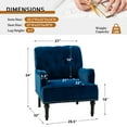 thumbnail image 2 of Upholstered Armchair Set of 2 Velvet Lounge Accent Chair Single Sofa Button Nailhead Wooden Legs Living Room Bedroom Navy, 2 of 6