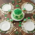 thumbnail image 6 of Round Woven Placemats 1 pc, St. Patrick's Day Washable & Heat Resistan-t Plastic Wipeable Placemats for Round Table Green Shamrocks Rainbows Kitchen Dining Table Decor, 13in, Retro, 6 of 9