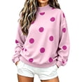 thumbnail image 2 of thefmos Women's Mock Neck Fleece Polka Dot Pullover Sweatshirt Ribbed Cuffs Long Sleeve Casual Cozy Top Fashion Fall Winter Outfit, Purple 2XL, 2 of 5