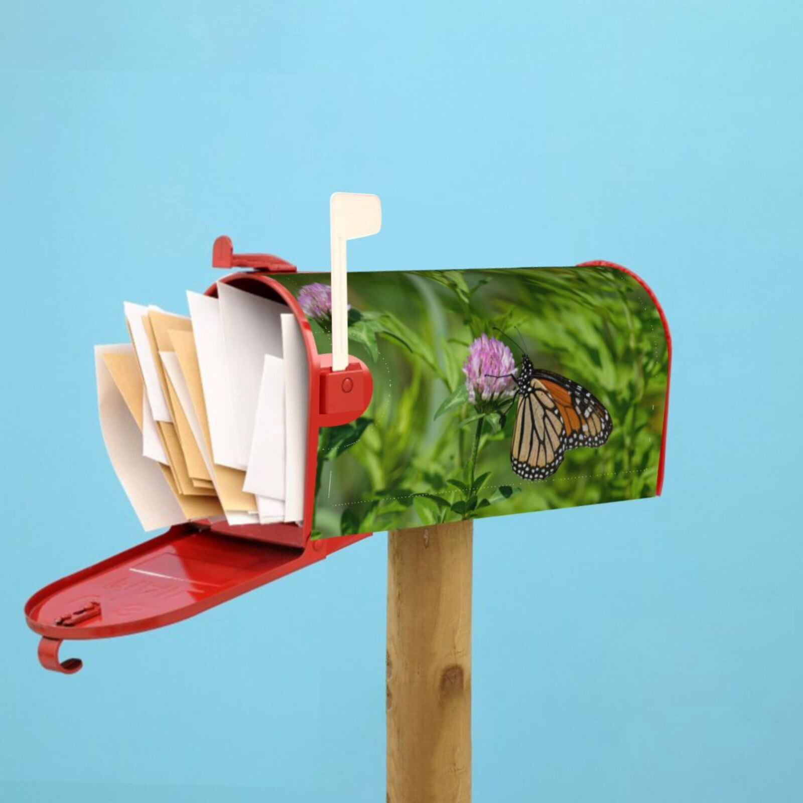 Xecao Butterflies and Floral for Mailbox Cover with Magnetic Strips, Waterproof and Sunscreen, Adds a Decorative Touch to Your Garden Yard-21x18 in