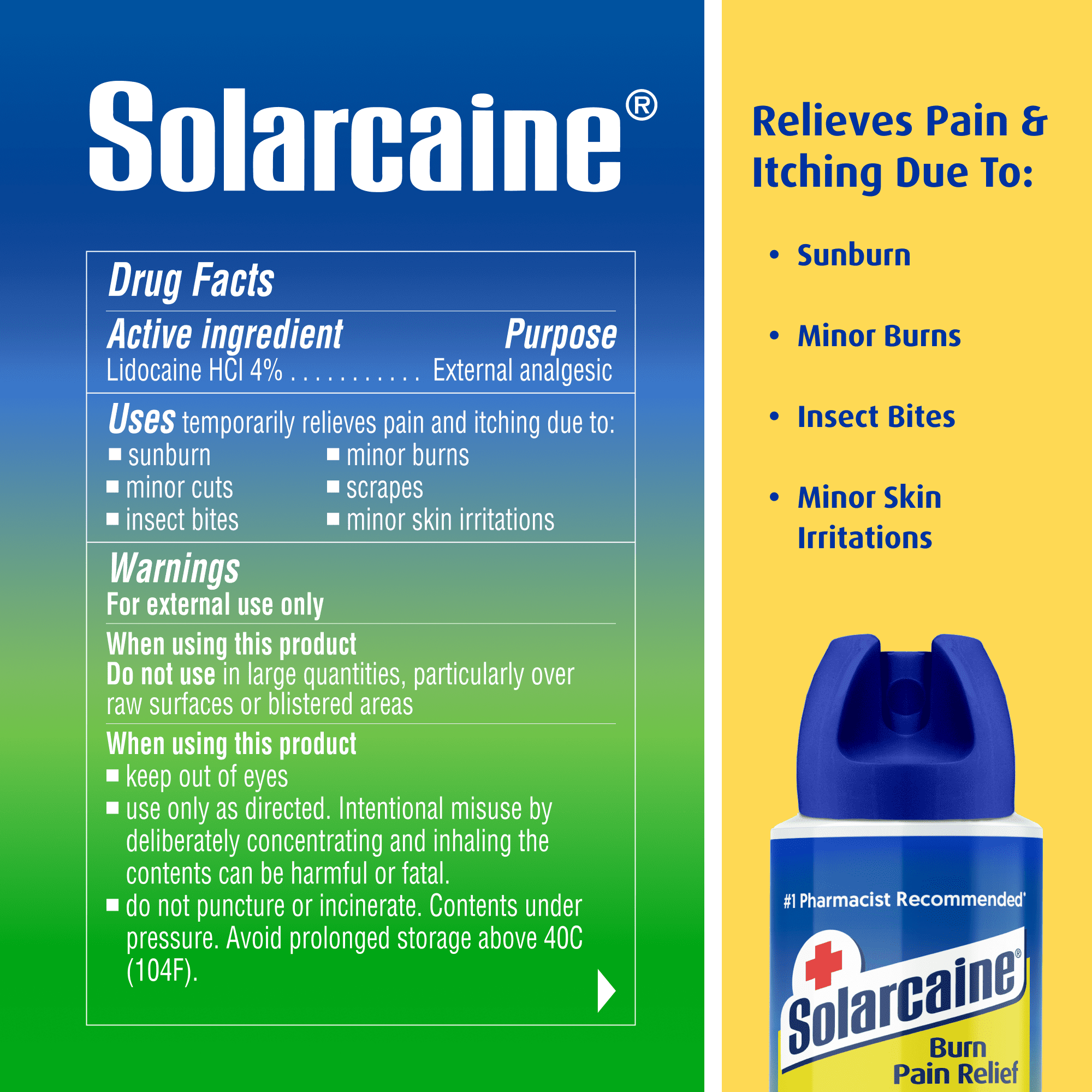 Solarcaine Cool Aloe Sunburn Relief Spray with Lidocaine for Adults and Children, 4 oz