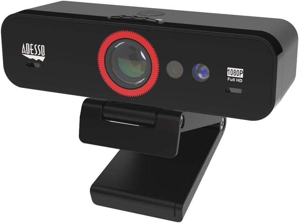 Adesso CyberTrack F1 – Webcam USB HD 1080p à mise au point fixe, certifiée Windows Hello