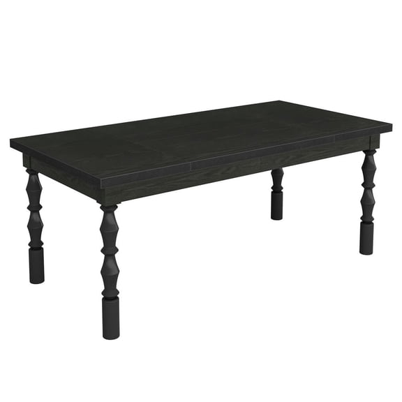 Spaco Wood Dining Table, 62” Kitchen Table with Carved Turned Legs for 4-6 People, Dining Table for Indoor as Living Room, Kitchen, Black