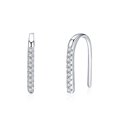 thumbnail image 3 of Midir&Etain S925 Sterling Silver Small Hook Earrings for Women Linear Threader Small Hook Earrings Curved Hypoallergenic Earrings Cubic Zircon Jewelry Birthday Gifts for Women, 3 of 7