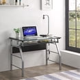 thumbnail image 2 of King's Brand Metal and Glass Top Home Office Computer Desk/Table, Silver Finish, 2 of 3