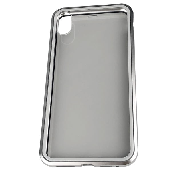 Funda frontal de metal y cristal con adsorción magnética completa de 360 degree para iPhone X/XS plata