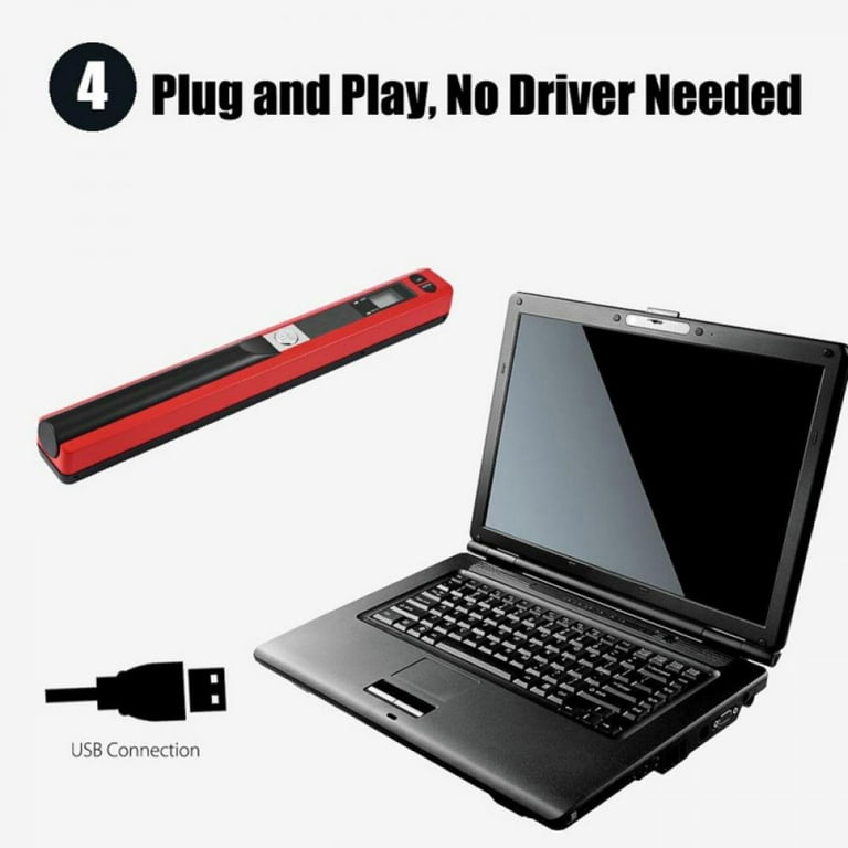 Scanner Portable sans fil USB, 900DPI, carte de Support, Document A4,  papier, Photo couleur, Image, JPG, affichage PDF, batterie