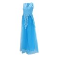 thumbnail image 3 of nsendm Chiffon Elegant Evening Women Gown Ball Floral Wedding Dress Party Lace Fashion Women's Dress Hi Low Dress Dress Blue Medium, 3 of 5