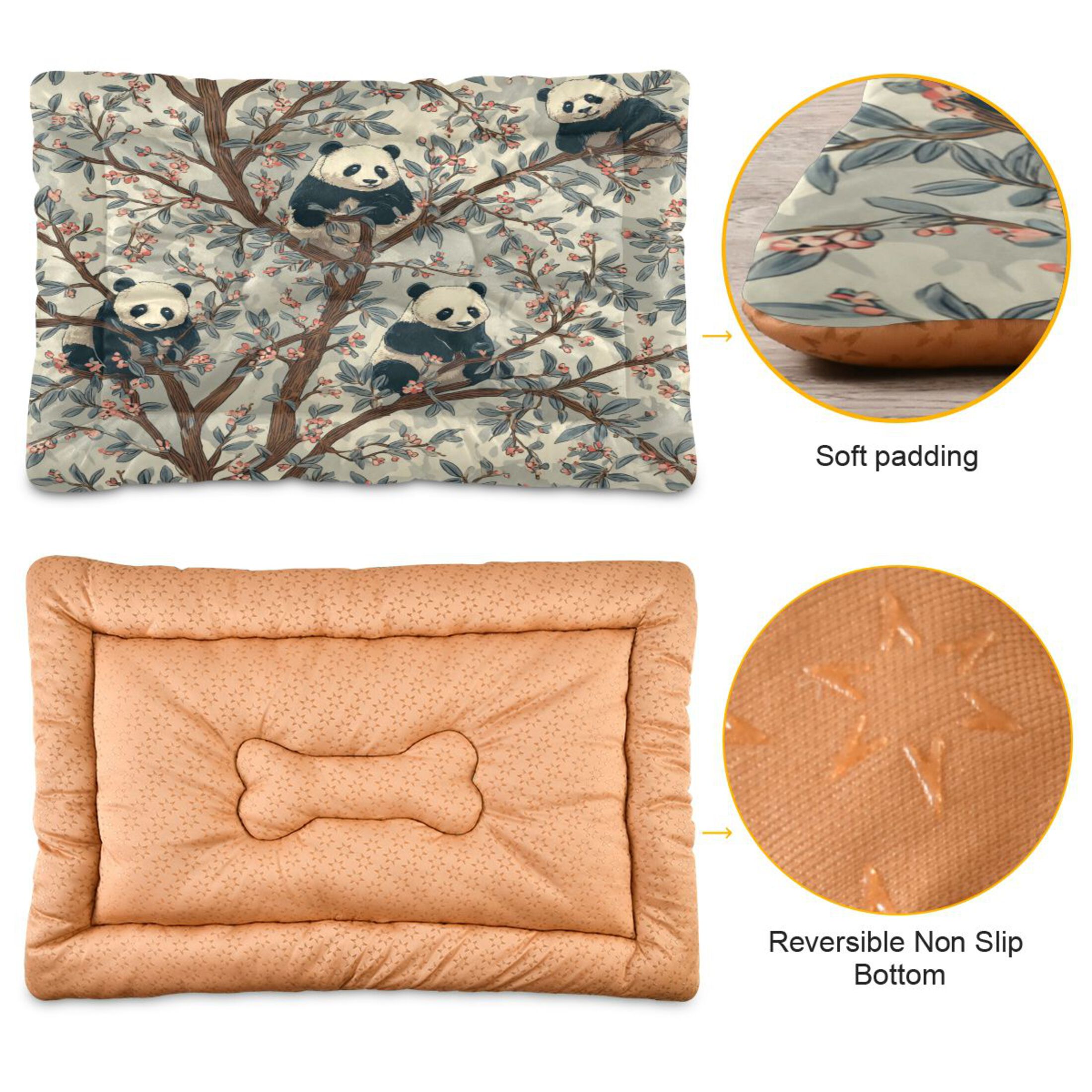Qxltty Panda Pattern Ped Pad Wear-resistant and Hard to Bite Through Sleeping Pad for Small Medium Large Dogs Winter Pet Bed 36×24in