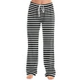 thumbnail image 2 of DENGDENG Womens Flannel Pajama Pants Casual Striped Pajama Pants Comfy Sleep Lounge Wide Leg Pants Halloween Christmas Petite Plus Size Palazzo Pj Bottoms Gray M, 2 of 6