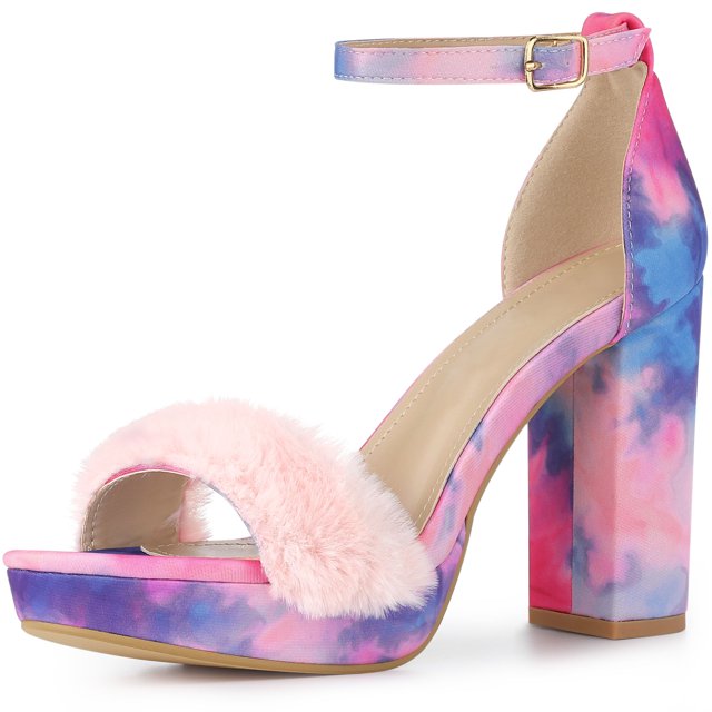 Sandalias tacón grueso Perphy plataforma piel teñida anudada Rosa 25cm