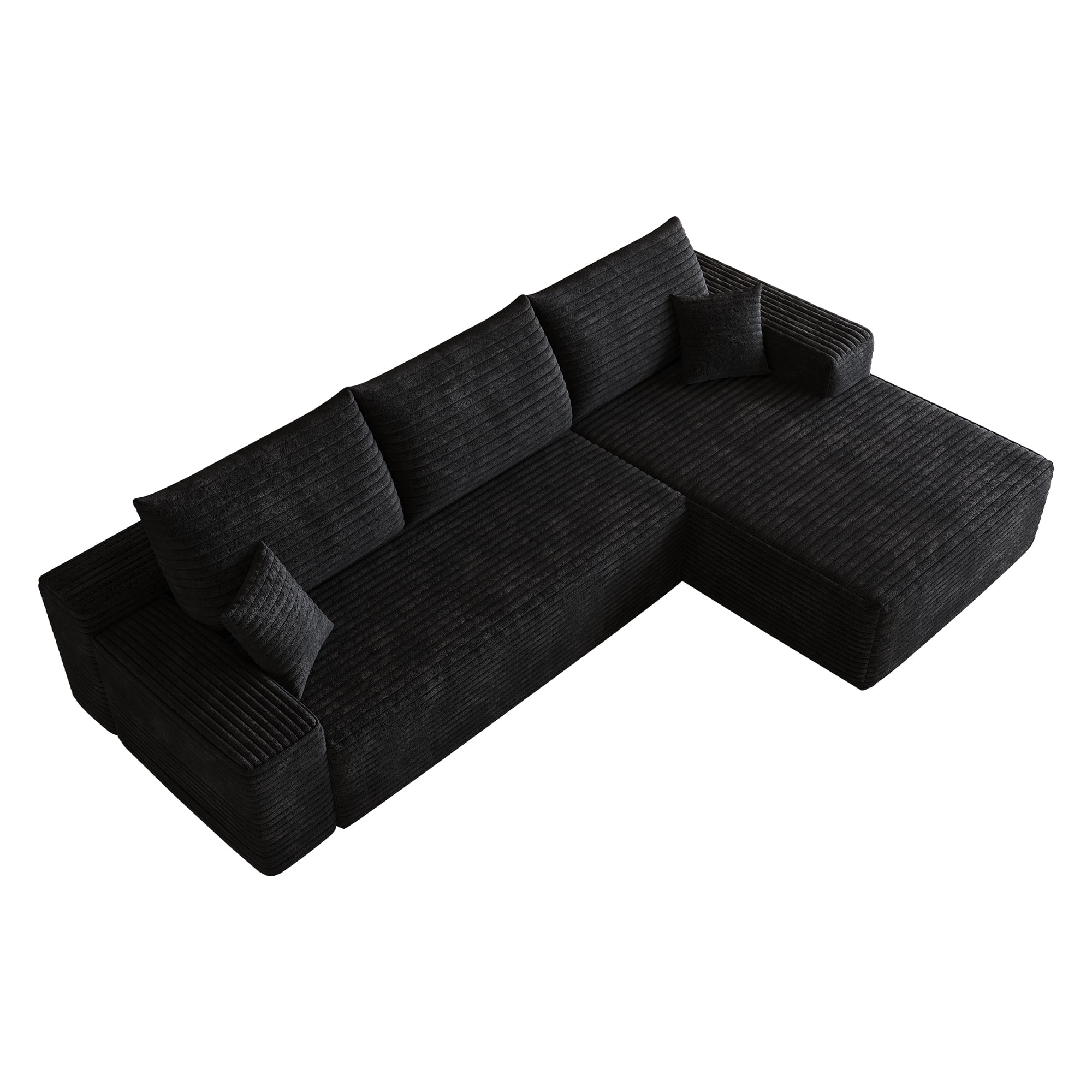 Cloud Sectional Couch 107-Inch with L-Shape Chaise and Deep Seat, Modular Sofa and Corner Couch for Living Room Bedroom, No Assembly Required, Black