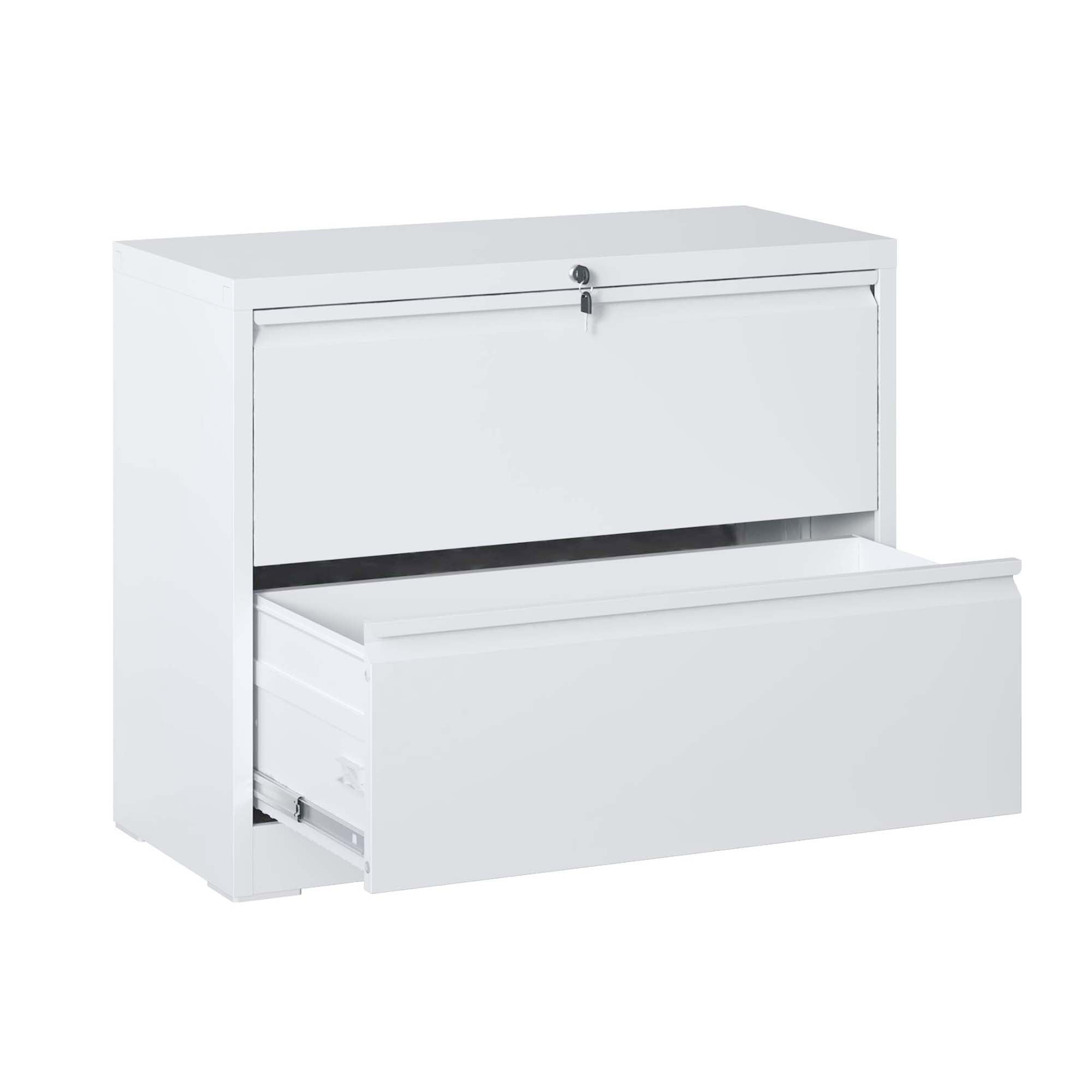 Xukmct Lateral File Cabinet with Lock, Lockable File Cabinet for Home Office, 2 Drawer Locking Metal File Cabinet for Letter/A4/F4 Size, White