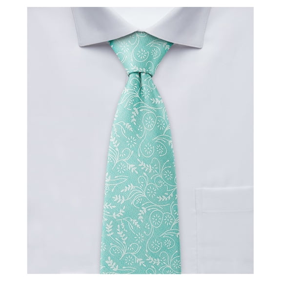 Jacob Alexander Men's Floral Regular Length Neck Tie - Turquoise