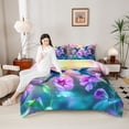 thumbnail image 4 of Castle Fairy Gradient Hummingbird Twin Comforter Sets,Purple Floral Flowers Bedding Set, 4 of 8