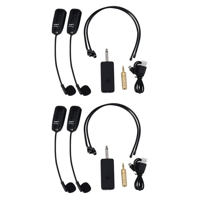 2X U12F Uhf para Dos Mezclador Amplificador Micrófono de Auriculares Inalámbricos Adecuado para Guías de Enseñanza Conferencias Reunión