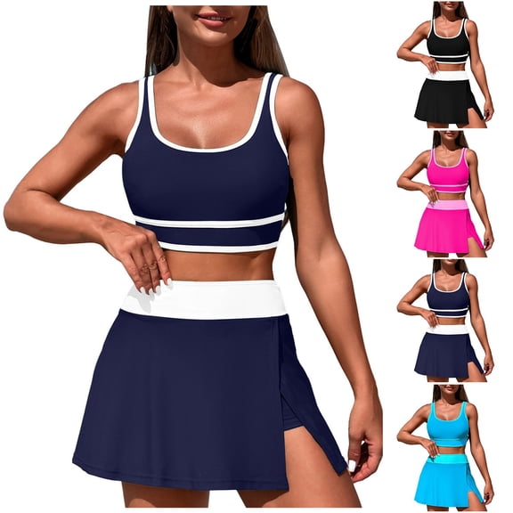 COMVALUE High Waisted Bikini Sets for Women Tummy Control Swimsuits Swimwear 3 Piece Bathing Suits with Skirt 2026 (Black, L)