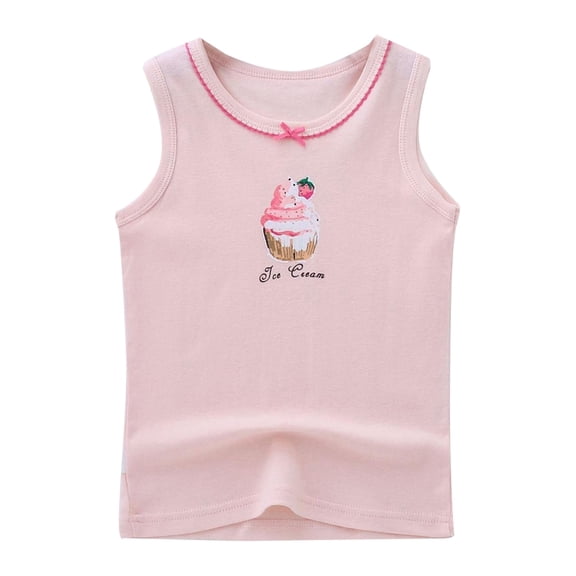 Girls Casual T-Shirt Cotton Halter Small Vest Summer Thin Floral Undershirt Cute Printing Toddler Boy Shirts,Size 3 Years-4 Years