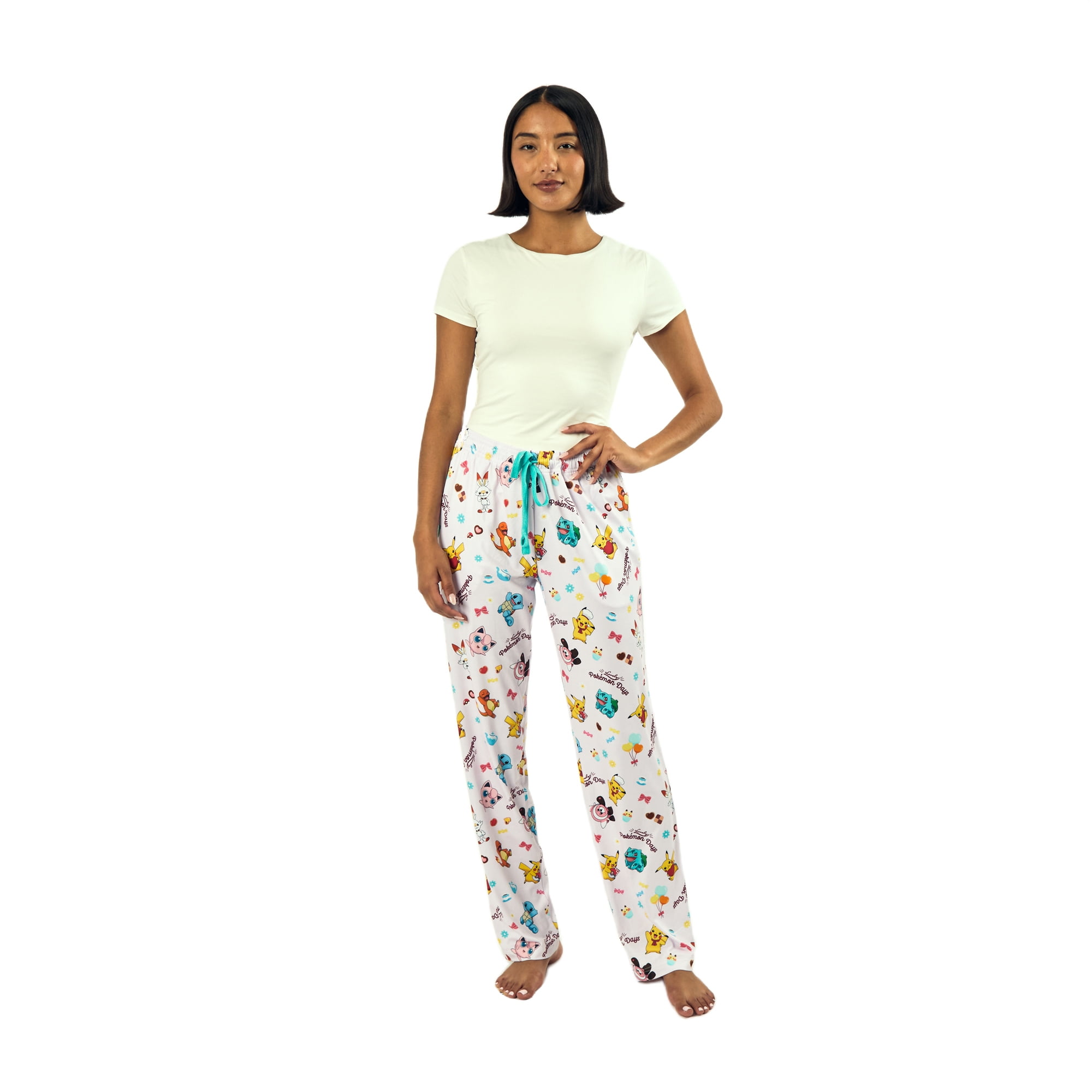 Pokemon Character Print Women s Pink Quick Turn Sleep Pajama Pants Walmart
