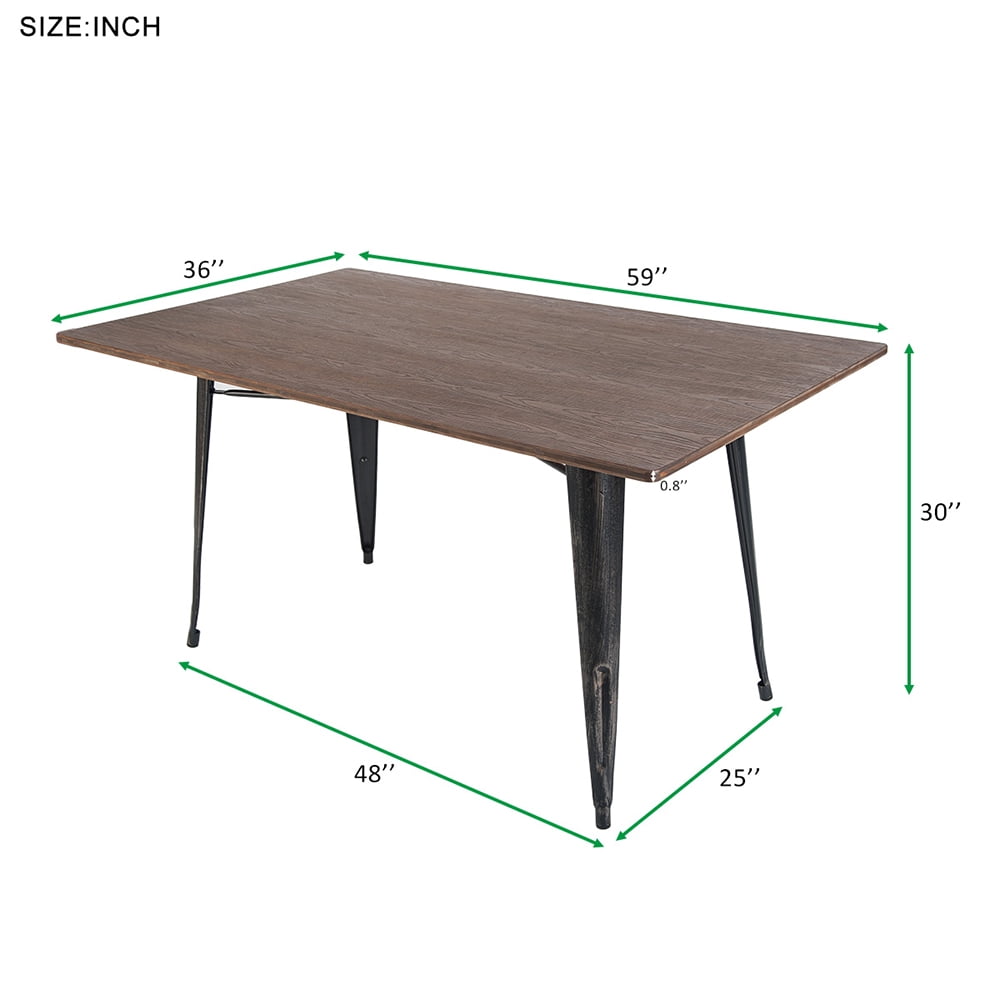 Kepooman Antique Style Rectangular Dining Table with Metal Legs for Kitchen, 59"L x 36"W x 30"H, Black Kepooman Antique Style Rectangular Dining Table with Metal Legs for Kitchen, 59"L x 36"W x 30"H, Black
