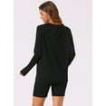 thumbnail image 4 of DARING DIVA Women's 2 Pcs Biker Shorts Lounge Sets Ribbed Knit Outfits Black S, 4 of 6