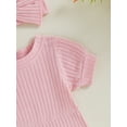 thumbnail image 7 of Suealasg Baby Girl 2Pcs Summer Outfits Short Sleeve Crew Neck Ribbed Romper +Headband Set 3 6 9 12 18 Months Infant Newborn Girl Clothes, 7 of 7
