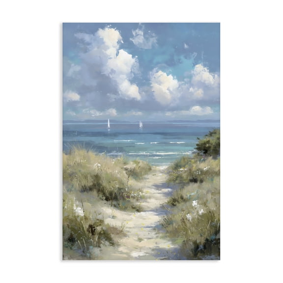 Stupell Industries Coastal Cloudy Sailboat path Canvas Art, 16 x 24, by Petals Prints Design
