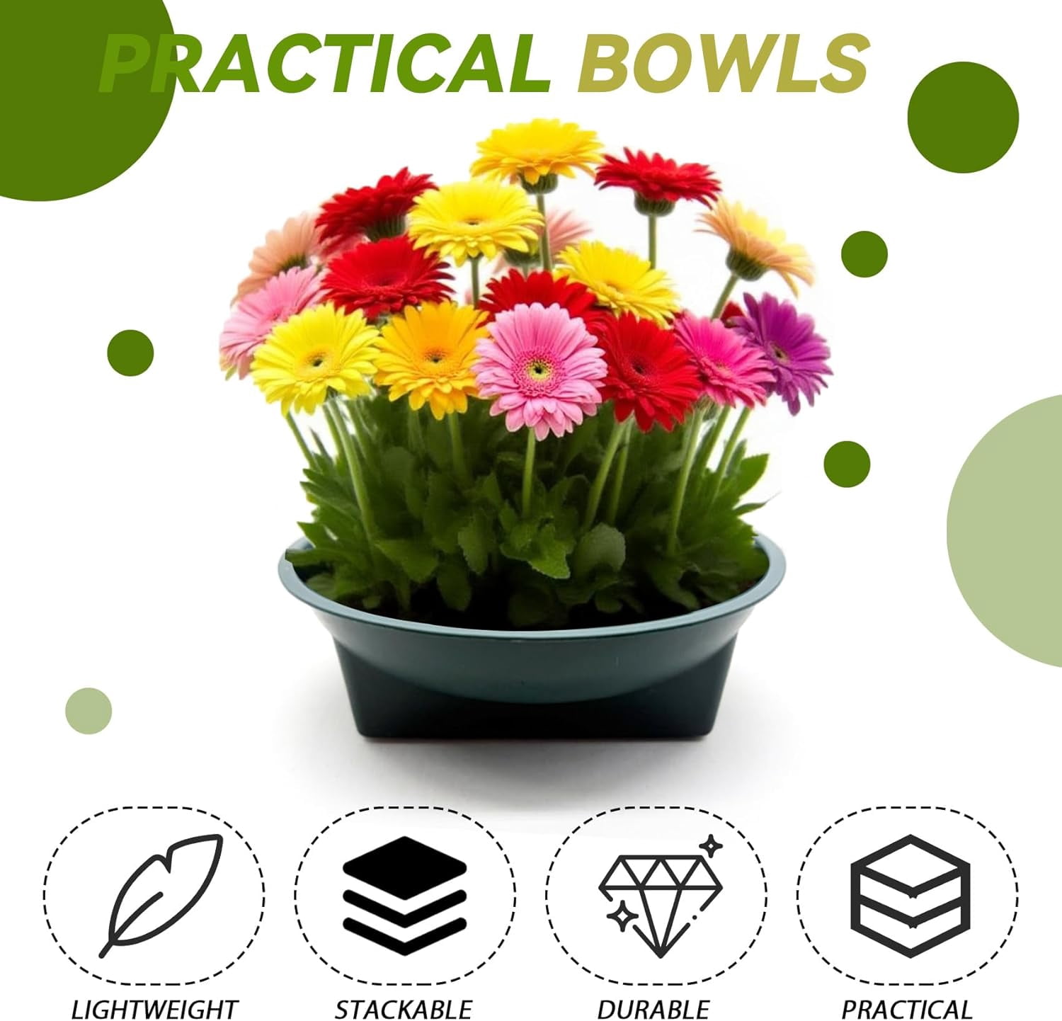 24 Pcs Floral Supplies Green Bowls for Flower Arrangements, Floral Arrangements Bowls, Florist Decorative Bowls for Holiday Wedding Fresh Flower Decoration Supplies