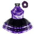 thumbnail image 3 of Miutii Kids Girls Sequin Ballet Tutu Leotard Dress with Hair Tie Ballerina Modern Jazz Dance Performance Costume Purple 16, 3 of 6