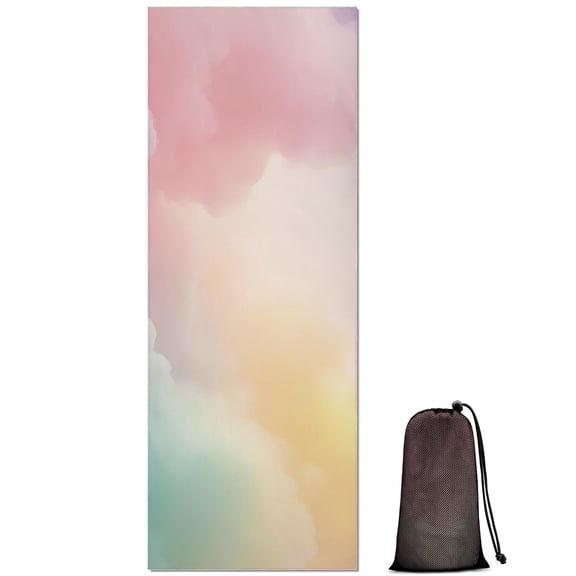 Dreamy Pastel Sky Hot Yoga Mat Towel Non Slip for Hot Yoga - Quick-Drying Yoga Mat Cover with 4 Corner Pockets with Travel Bag - Hot Yoga Towel Non Slip Grip Moisture Wicking Sweat 70"x26"