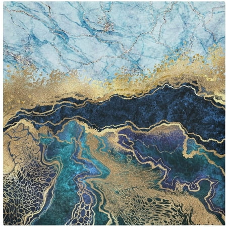 

Cloth Napkin Marble Abstract Gold Sky Blue Kitchen Dining Table Decor for Cocktail Gathering Party Holiday Wedding Everyday Use 4 Pack 20 × 20