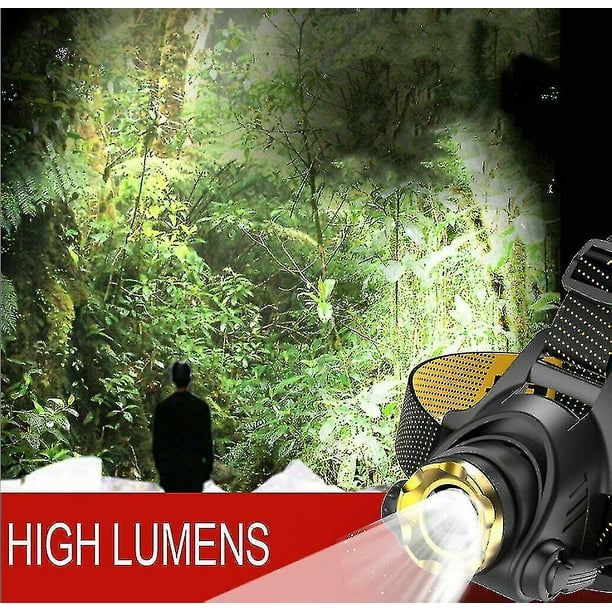 Lampe frontale,XHP100 Led phare Zoomable réglable phare lampe de poche