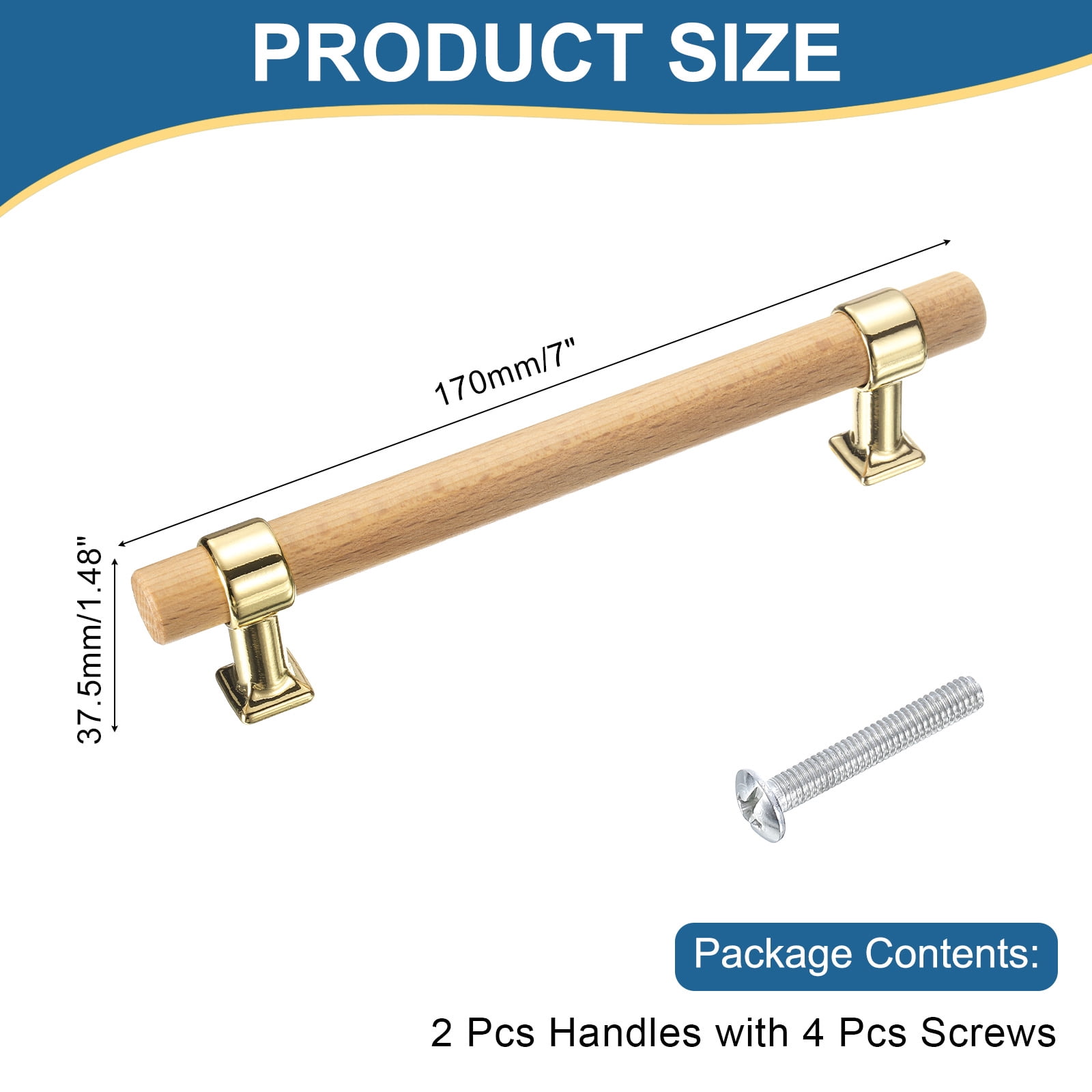 Unique Bargains Adjustable Wooden Double Hole Handles Gold