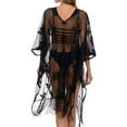 thumbnail image 4 of DYMADE Womens Summer Swim Dress Sunscreen Beach Fringe Sheer Lace Swimsuit Cover-ups, 4 of 5