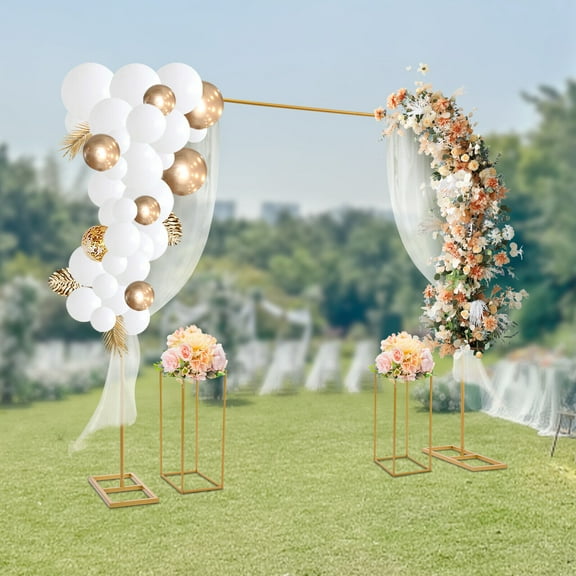 Birthday Parties, Christmas Parties Gold Steel Balloon Stand with Flower Stands, Metal Wedding Stand, Wedding Backdrop Stand For Weddings