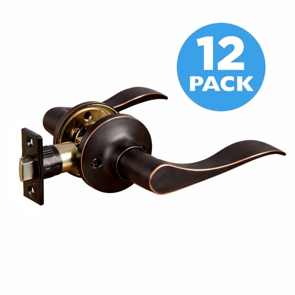 Oil Rubbed Bronze Passage Door Lever for Hall and Closet, 12-Pack