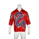 thumbnail image 4 of Qarigey Hombres Mujeres Camisa de playa hawaiana Casual Abotonado Manga corta Dragón simple Transpirable Estilo étnico Camiseta diaria Camisetas Rojo S, 4 of 6