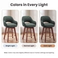 thumbnail image 3 of AFO 26" Upholstered Counter Height Bar Stools Set of 2, Modern Swivel Bar Stool with Armrests & Solid Wood Legs, Mid Century Barstool Island Chairs for Kitchen Island Dining Room, Green, 3 of 12